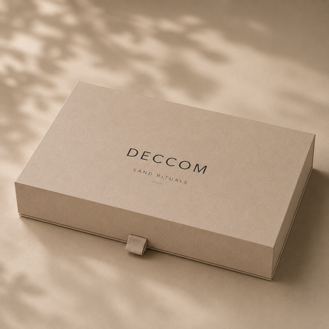 Closed DECCOM Sand Rituals packaging box for Long Tray Ritual Sand