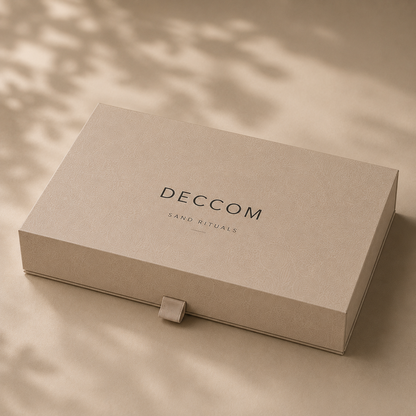 Closed DECCOM Sand Rituals packaging box for Long Tray Ritual Sand