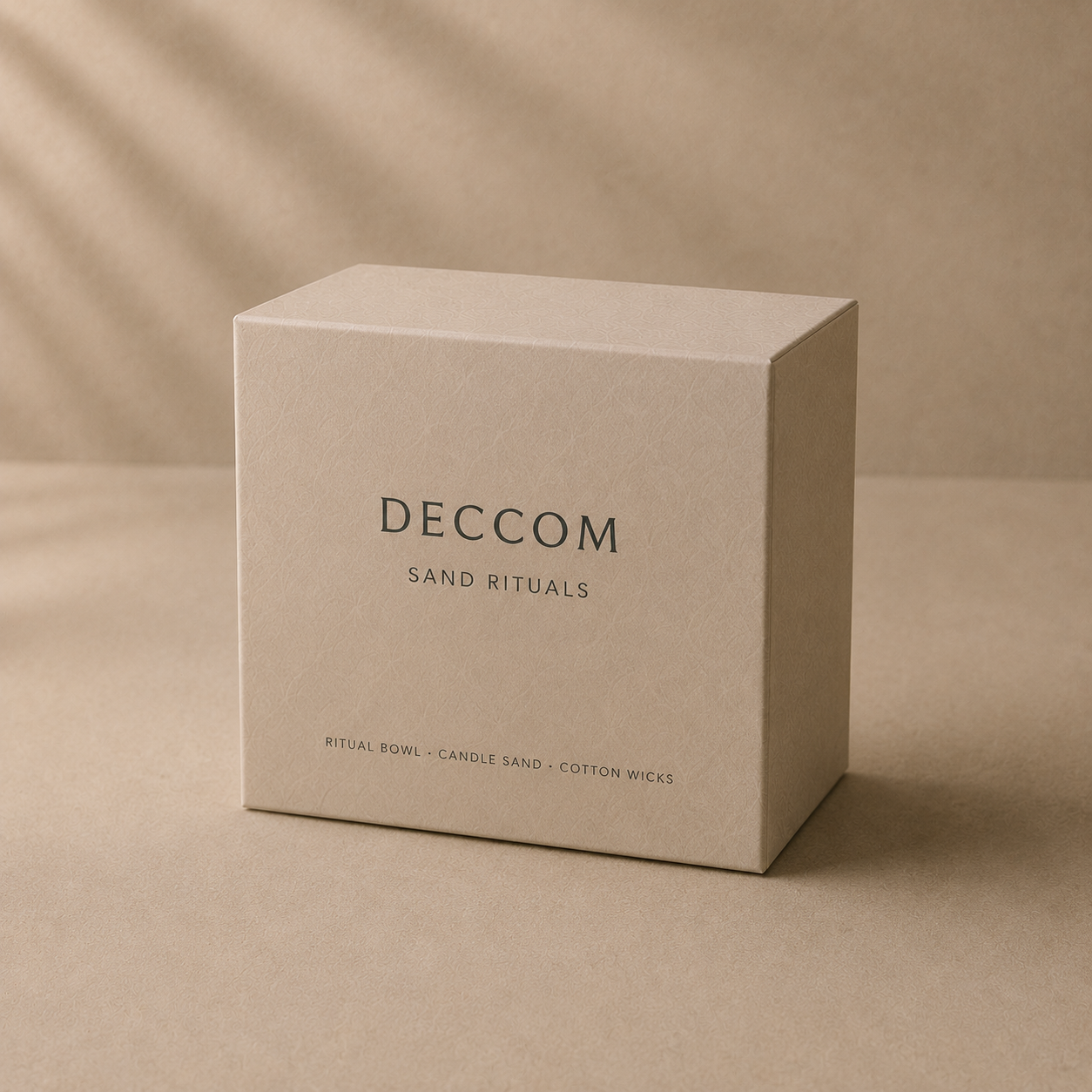 Closed DECCOM Sand Rituals packaging box for Wide Ritual Bowl Sand
