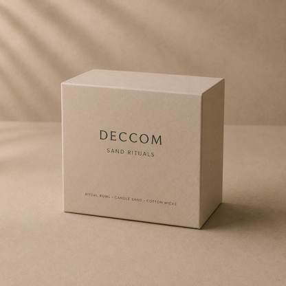 Closed DECCOM Sand Rituals packaging box for Wide Ritual Bowl Sand