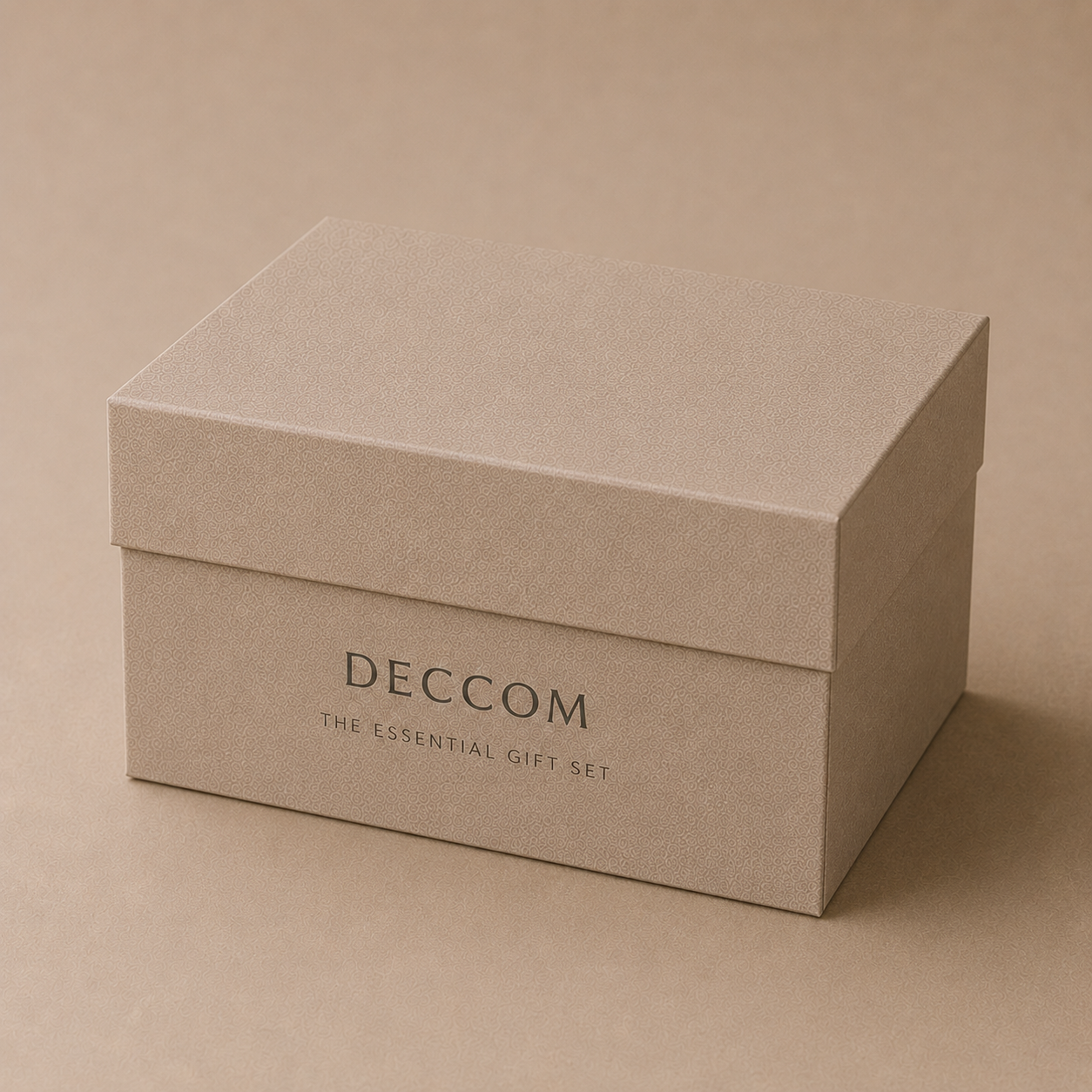 DECCOM Essential Gift Set luxury rigid gift box in warm beige finish