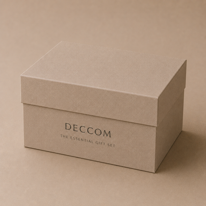 DECCOM Essential Gift Set luxury rigid gift box in warm beige finish