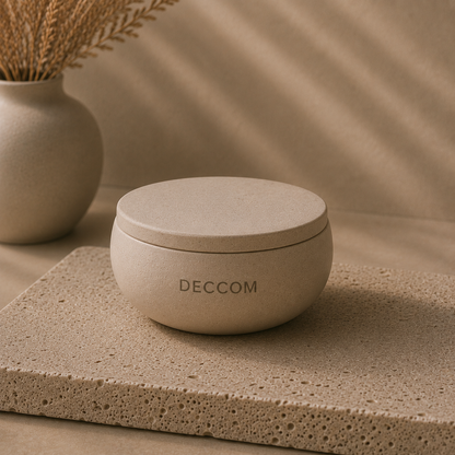 DECCOM Quiet Bowl with matching stone lid in a clean minimalist product shot
